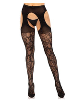 Load image into Gallery viewer, Leg Avenue Eyelet Rose Suspender Hose
