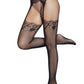 Leg Avenue Faux Garter Belt Fishnet Tights with Lace-Up Backseam - Black - One Size