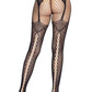 Leg Avenue Faux Garter Belt Fishnet Tights with Lace-Up Backseam