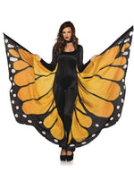 Load image into Gallery viewer, Leg Avenue Festival Butterfly Wing Halter Cape with Straps and Support Sticks - Black/Orange - One Size
