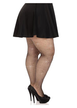Load image into Gallery viewer, Leg Avenue Fishnet Crystalized Tights with Multi Sized Iridescent Rhinestones - Black - Plus Size
