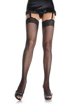 Load image into Gallery viewer, Leg Avenue Fishnet Lace Top Thigh High - Black - One Size
