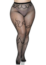 Load image into Gallery viewer, Leg Avenue Flame Net Tights - Black - Queen/XLarge/XXLarge