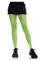 Load image into Gallery viewer, Leg Avenue Flame Net Tights - Neon Green - One Size