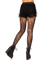Load image into Gallery viewer, Leg Avenue Flame Net Tights - Black - One Size