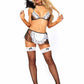 Leg Avenue Flirty French Maid Lace Trimmed Sheer Bra Top, Apron Skirt, G-String, and Matching Head