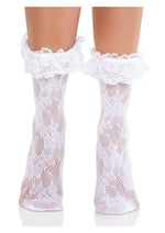 Load image into Gallery viewer, Leg Avenue Floral Lace Ruffle Top Anklets
