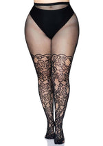 Load image into Gallery viewer, Leg Avenue Floral Vine Net Tights - Plus - Black - Queen
