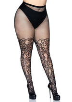 Load image into Gallery viewer, Leg Avenue Floral Vine Net Tights - Plus
