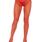 Leg Avenue French Cut Crotchless Fishnet Tights with Heart Backseam and Faux Lace Up Back - Red - One Size