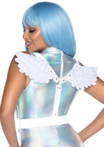 Load image into Gallery viewer, Leg Avenue Furry Angel Wing Body Harness - White - One Size