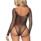 Leg Avenue Galaxy Star Rhinestone Fishnet Bodysuit with Snap Crotch - Black - One Size