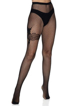 Load image into Gallery viewer, Leg Avenue Gunslinger Garter Diamond Net Tights - Black - One Size
