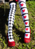 Load image into Gallery viewer, Leg Avenue Harlequin and Heart Thigh High