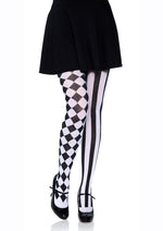 Load image into Gallery viewer, Leg Avenue Harlequin Pantyhose - Black/White - One Size