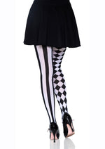 Load image into Gallery viewer, Leg Avenue Harlequin Pantyhose - Black/White - One Size