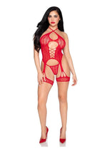 Load image into Gallery viewer, Leg Avenue Heart Halter Cami Garter and G-String Panty
