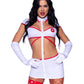 Leg Avenue Heartstopping Nurse Strappy Cut-Out Dress with Snap Detail, Gloves, Headband, and Garter - White - Medium - 4 Piece