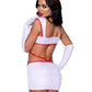 Leg Avenue Heartstopping Nurse Strappy Cut-Out Dress with Snap Detail, Gloves, Headband, and Garter