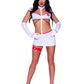 Leg Avenue Heartstopping Nurse Strappy Cut-Out Dress with Snap Detail, Gloves, Headband, and Garter