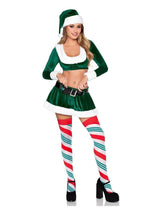 Load image into Gallery viewer, Leg Avenue Hoho Hottie, Velvet Crop Top with Faux Fur Trim, Mini Skirt, Belt and Santa Hat
