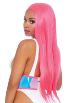 Load image into Gallery viewer, Leg Avenue Holographic Vinyl Zipper Front Under Bust Cincher - Silver - Medium/Small
