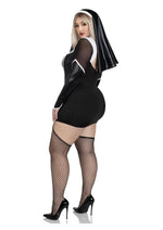 Load image into Gallery viewer, Leg Avenue Holy Hottie Set Boned Garter Dress with Cross Accents and Nun Habit (2 Piece) - 1x/2x
