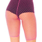 Leg Avenue Industrial Net Biker Shorts - Neon Pink/Pink - One Size