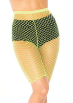Load image into Gallery viewer, Leg Avenue Industrial Net Biker Shorts - Neon Yellow/Yellow - One Size