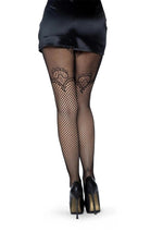 Load image into Gallery viewer, Leg Avenue Industrial Net Suspender Hose with Duchess Lace Top Accent - Black - One Size
