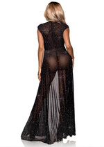 Load image into Gallery viewer, Leg Avenue Iridescent Rhinestone Floor Length Robe - Black - One Size