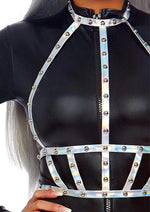 Load image into Gallery viewer, Leg Avenue Iridescent Studded Vinyl Body Harness
