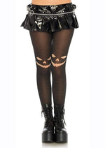 Load image into Gallery viewer, Leg Avenue Jack O&#39; Lantern Opaque Tights - Black - One Size
