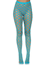 Load image into Gallery viewer, Leg Avenue Jumbo Pothole Net Tights - Blue/Neon Blue - One Size