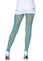 Load image into Gallery viewer, Leg Avenue Jumbo Pothole Net Tights - Blue/Neon Blue - One Size