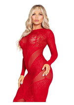 Load image into Gallery viewer, Leg Avenue Lace and Net Body Con Gown with Heart Keyhole Detail
