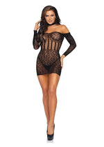 Load image into Gallery viewer, Leg Avenue Lace Long Sleeve Halter Choker Mini Dress
