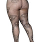 Leg Avenue Lace Skull Fishnet Tights - Black - Queen/XLarge/XXLarge