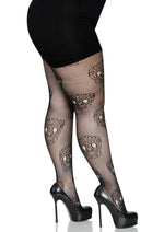 Load image into Gallery viewer, Leg Avenue Lace Skull Fishnet Tights