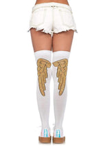Load image into Gallery viewer, Leg Avenue Lurex Angel Wing Over The Knee Socks - Gold/White - One Size
