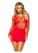 Load image into Gallery viewer, Leg Avenue Lycra Industrial Fishnet Long Sleeve T-Shirt - Red - One Size