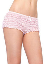 Load image into Gallery viewer, Leg Avenue Micromesh Lace Ruffle Tanga Short - Pink - One Size
