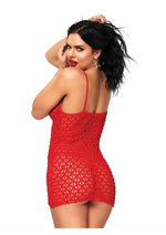 Load image into Gallery viewer, Leg Avenue Mini Dress with Lace Up Front and G-String - Red - One Size