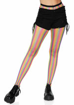 Load image into Gallery viewer, Leg Avenue Neon Rainbow Striped Fishnet Pantyhose - Multicolor - One Size