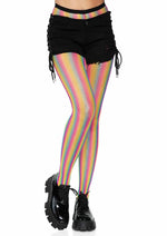 Load image into Gallery viewer, Leg Avenue Neon Rainbow Striped Fishnet Pantyhose