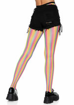 Load image into Gallery viewer, Leg Avenue Neon Rainbow Striped Fishnet Pantyhose - Multicolor - One Size
