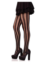 Load image into Gallery viewer, Leg Avenue Net and Opaque Striped Tights - Black - One Size
