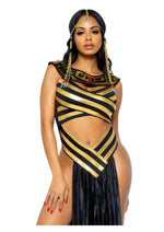 Load image into Gallery viewer, Leg Avenue Nile Queen Catsuit Dress with Jewel Collar Head - Black/Gold - Small - 3 Piece/Piece