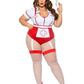 Leg Avenue Nurse Feelgood Snap Crotch Garter Bodysuit with Attached Apron and Hat Headband