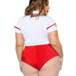 Leg Avenue Nurse Feelgood Snap Crotch Garter Bodysuit with Attached Apron and Hat Headband